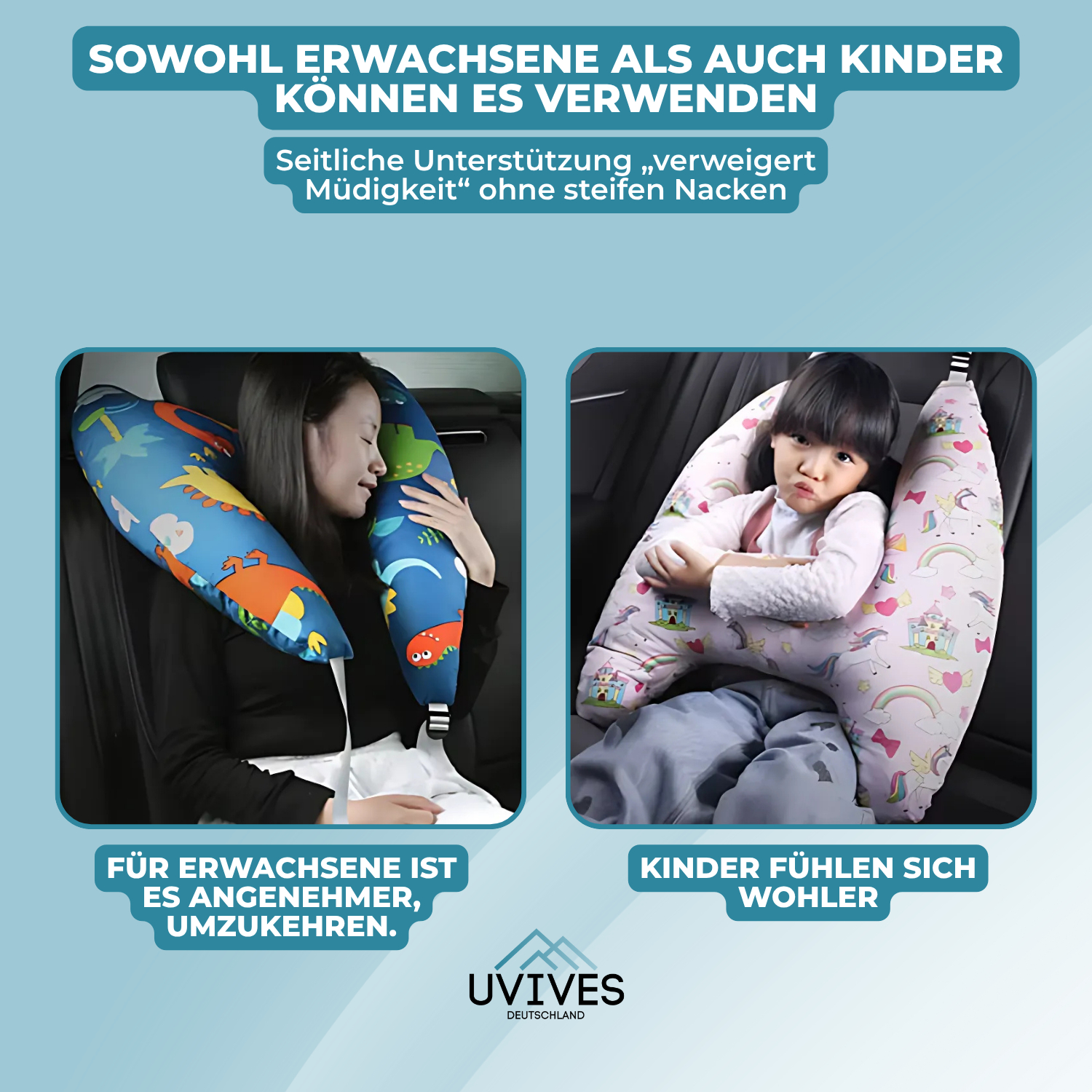ComfortJourney – Backseat Travel Pillow for Children in the Car