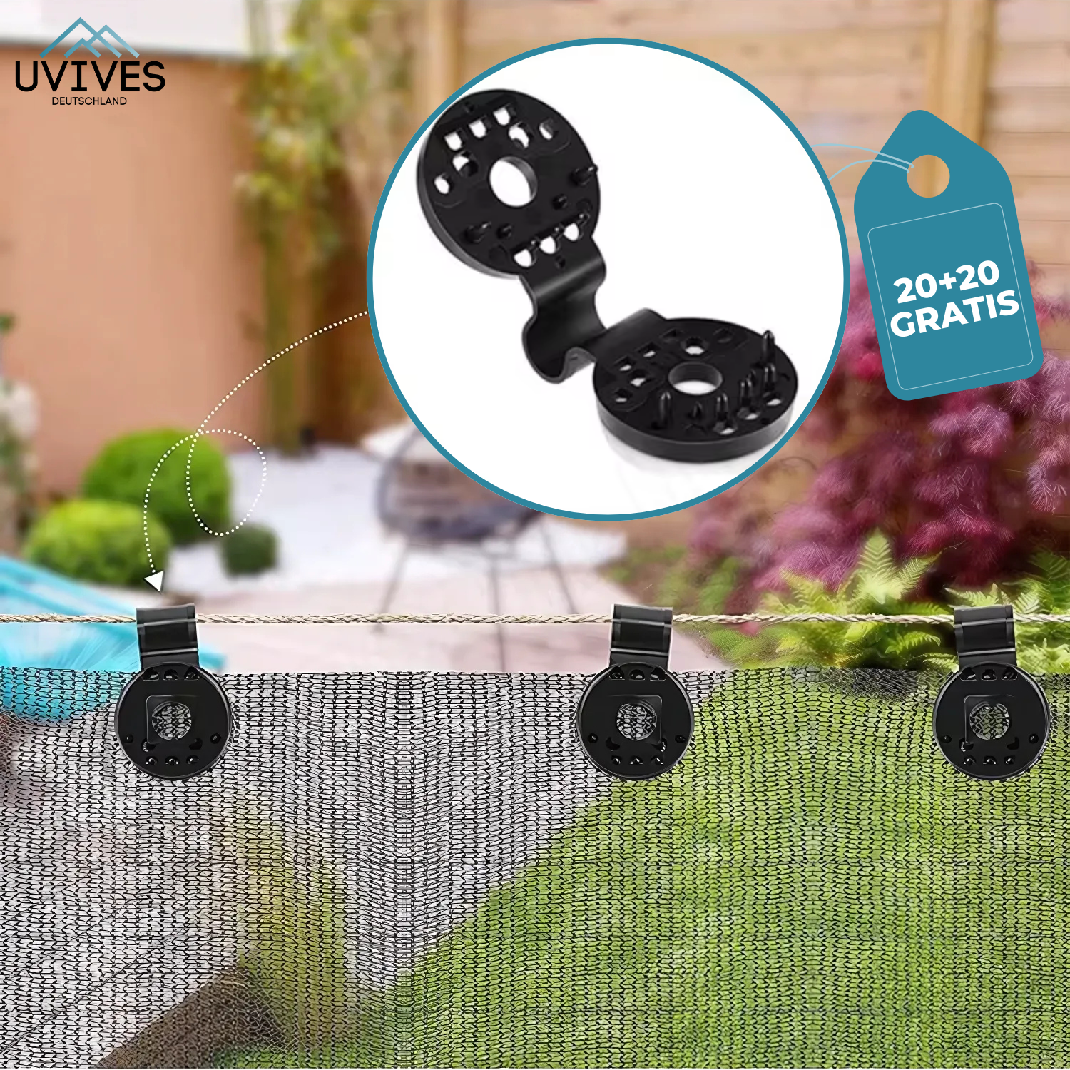 20+20 FREE | ShadeClips – The Simple Solution for Securely Attaching Shade Nets