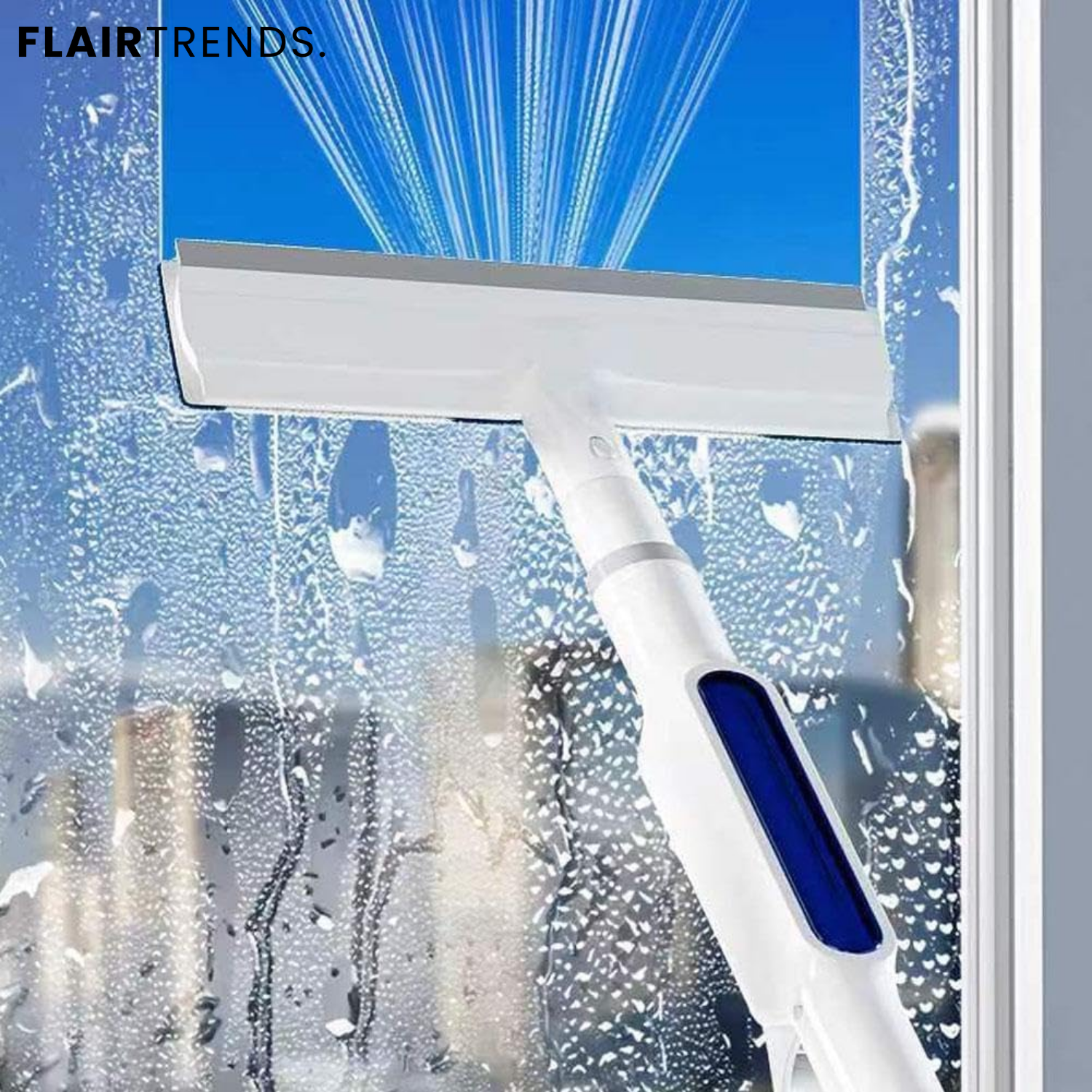 ShineSweep – Streak-Free Glass Cleaner – Dual Blade & Spray – Telescopic Handle