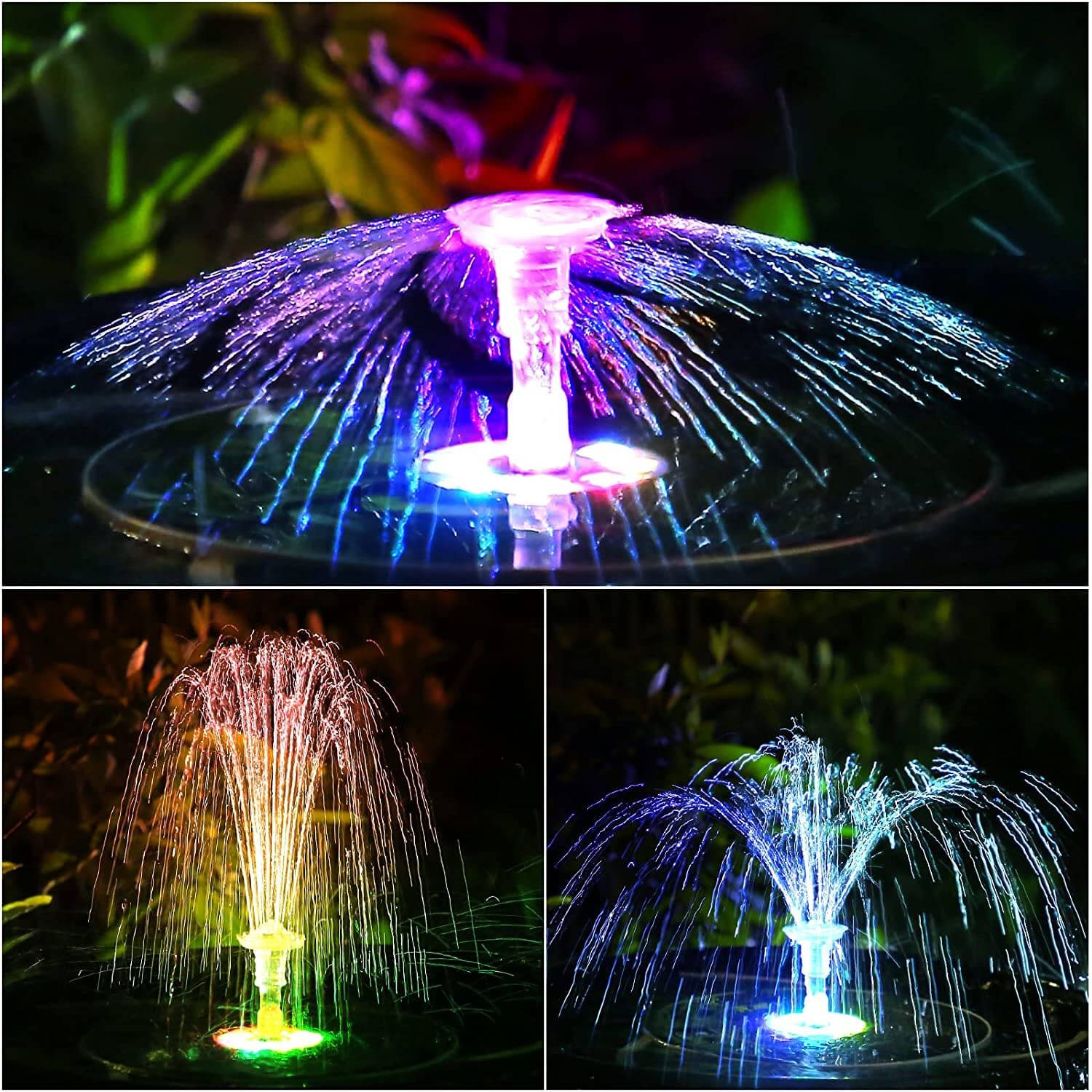 WaterGlow – Solar Fountain with LED & 4 Water Jet Patterns!