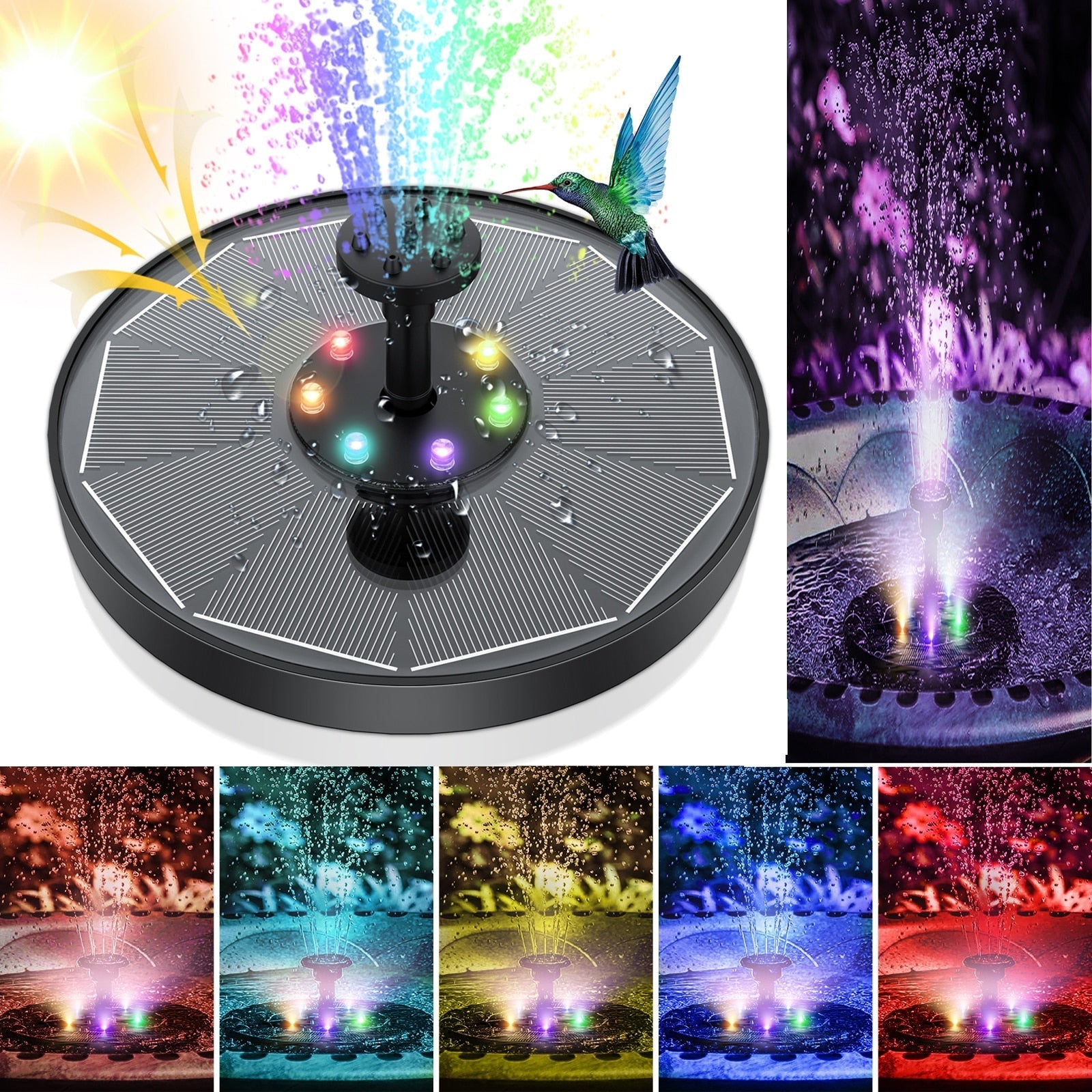 WaterGlow – Solar Fountain with LED & 4 Water Jet Patterns!