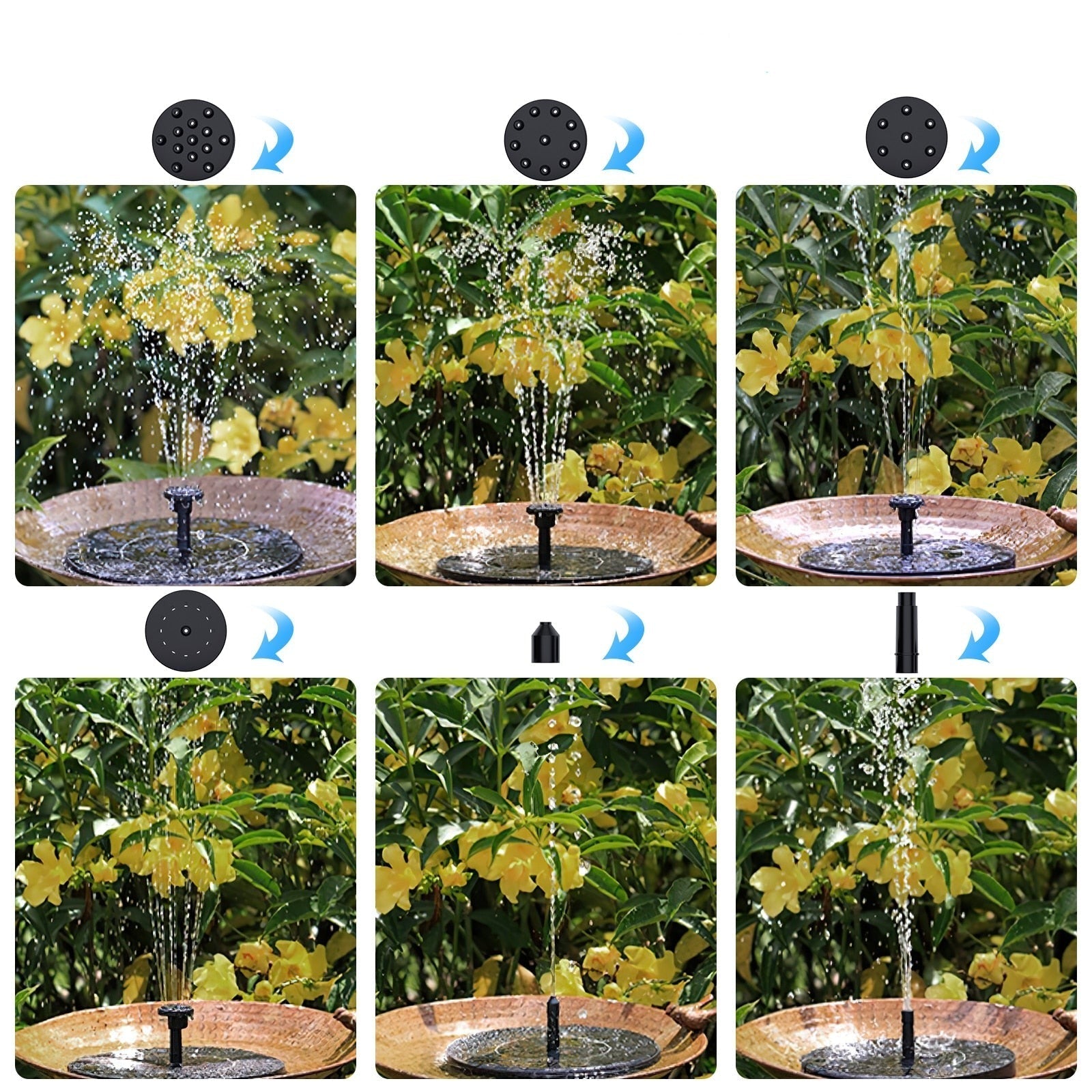WaterGlow – Solar Fountain with LED & 4 Water Jet Patterns!