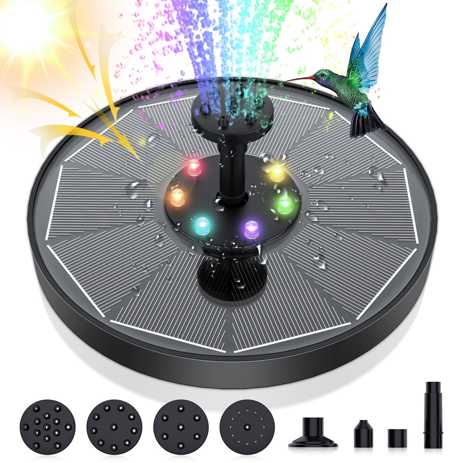 WaterGlow – Solar Fountain with LED & 4 Water Jet Patterns!