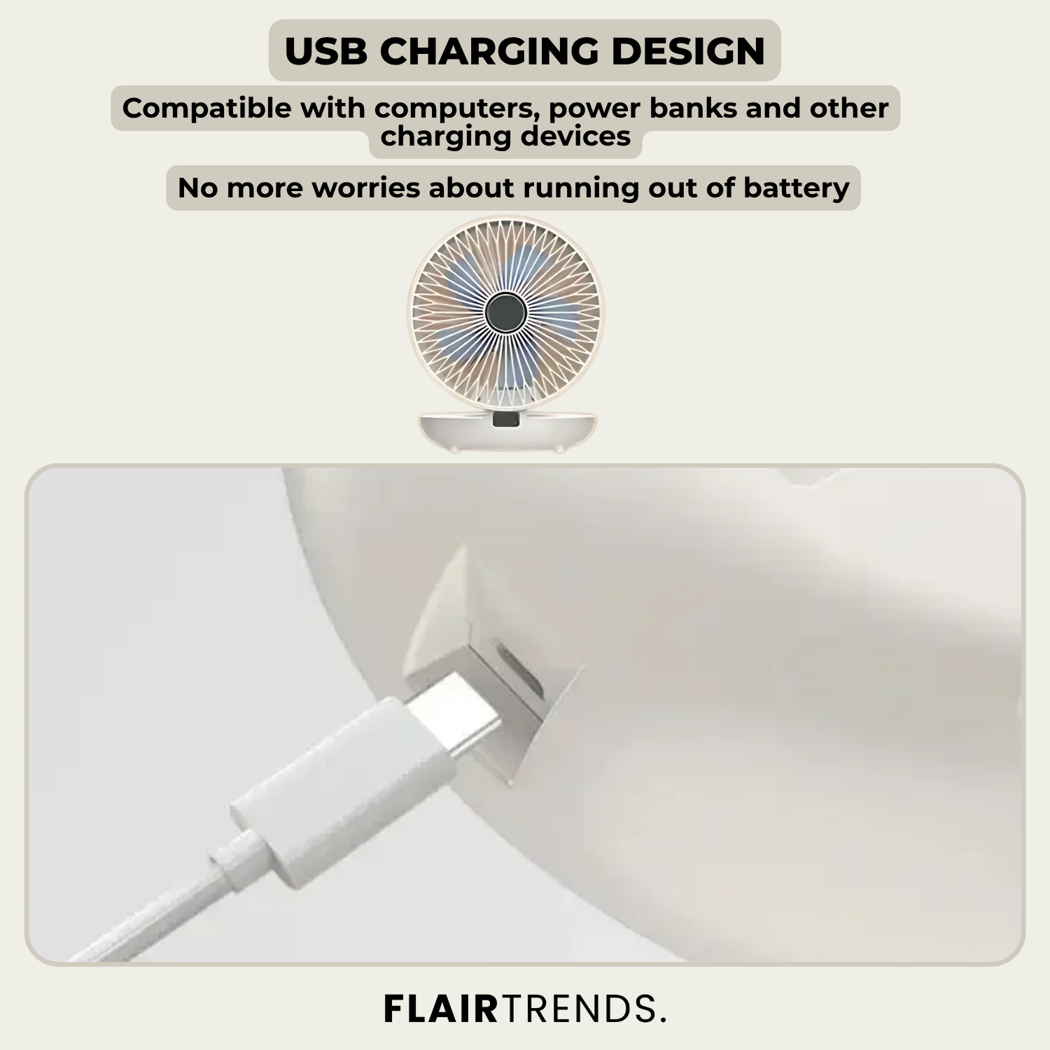 AirSwing – Foldable & Hanging Table Fan with USB & Night Light