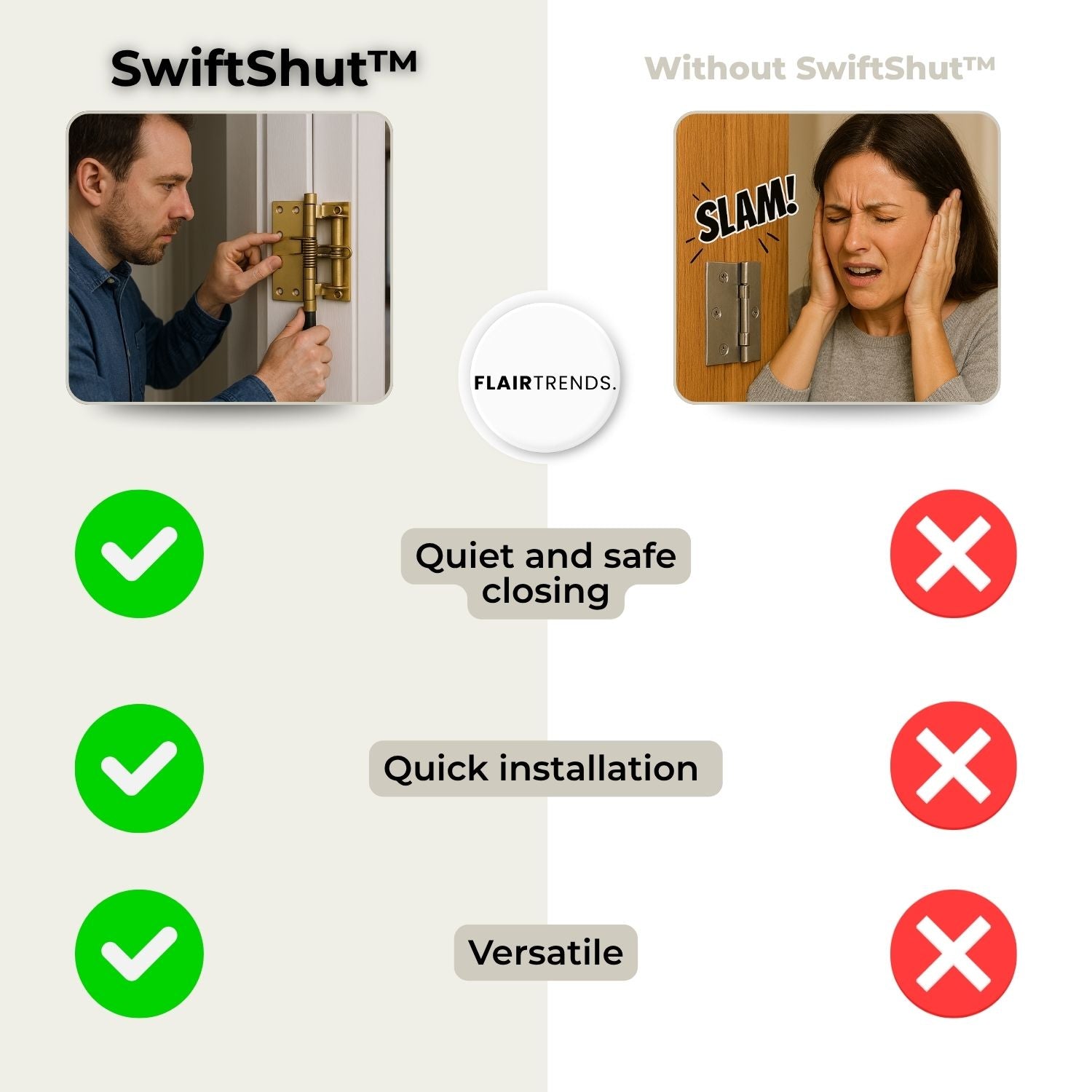 1+1 FREE | SwiftShut – Automatic Self-Closing Door Hinges