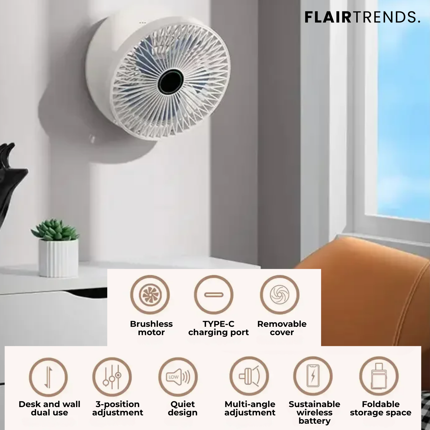 AirSwing – Foldable & Hanging Table Fan with USB & Night Light