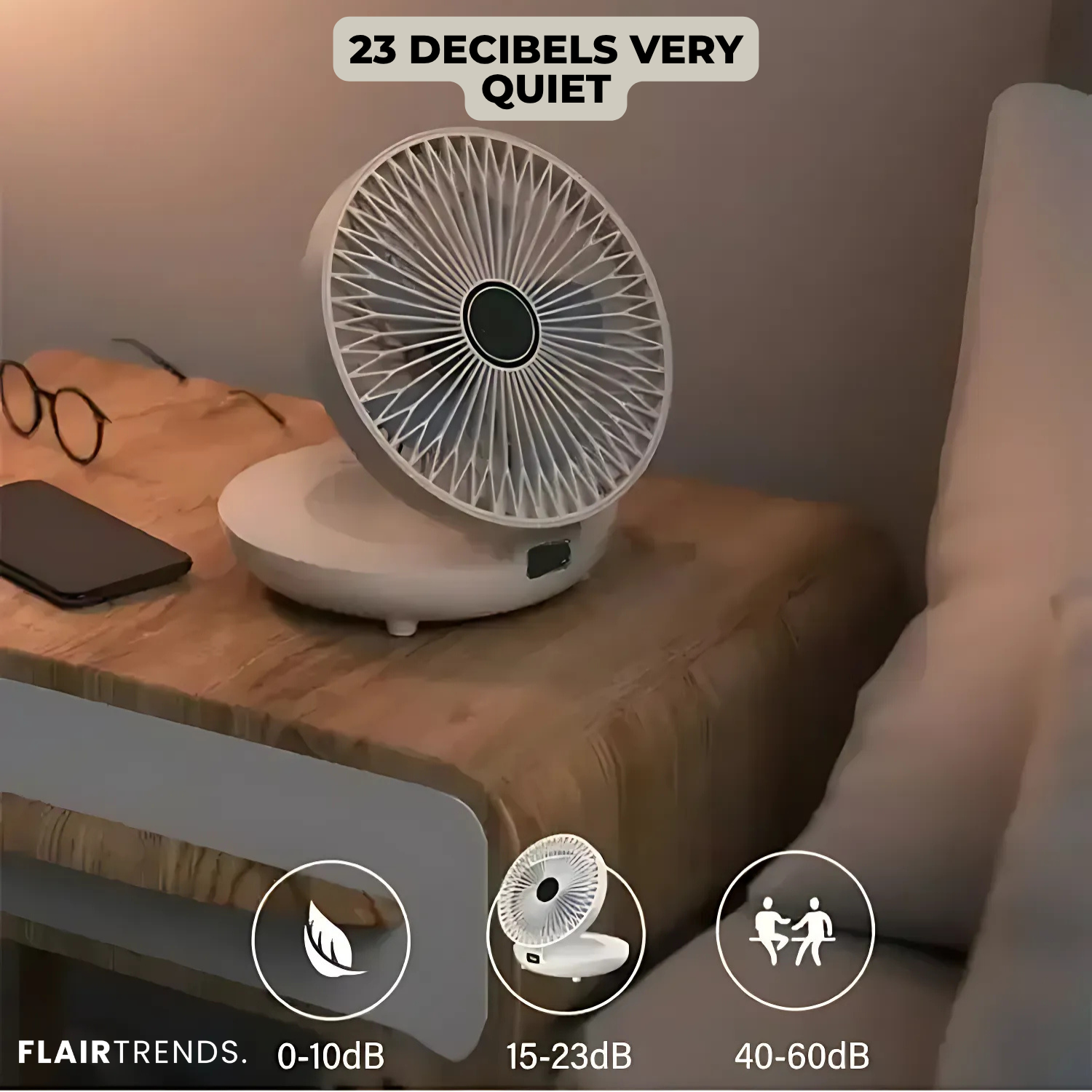 AirSwing – Foldable & Hanging Table Fan with USB & Night Light