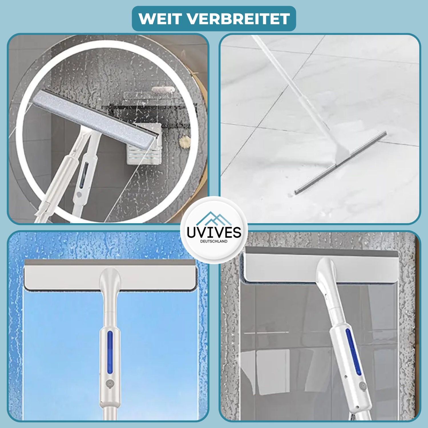 ShineSweep – Streak-Free Glass Cleaner – Dual Blade & Spray – Telescopic Handle