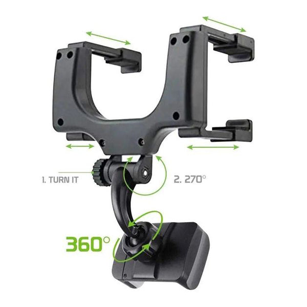 ViewGrip 360 – The rearview mirror phone holder for a safe view and a firm grip!