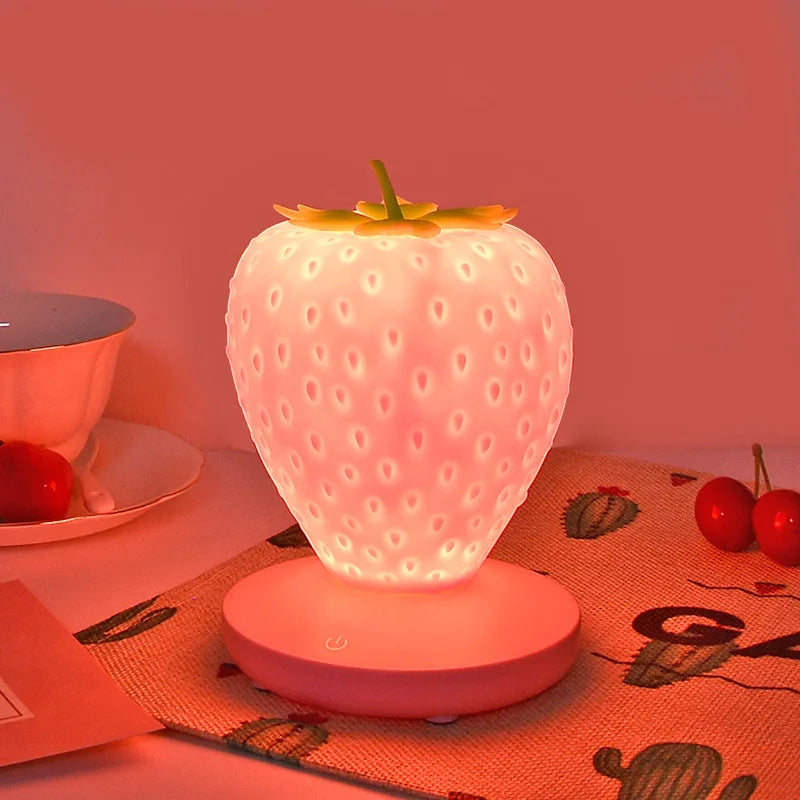 StrawGlow – Stylish LED Desk Lamp with Strawberry Design