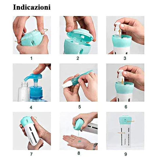 JetSetGo – 4-in-1 Dispenser Bottle for Stress-Free Travel!