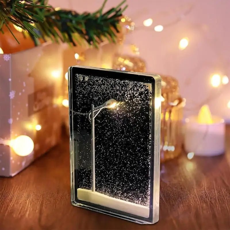 SnowGlow – Street Lamp with Winter Snow Scene!